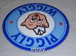 Vintage Nos Piggly Wiggly Self Service Grocery Store 11.75 Porcelain Metal Sign