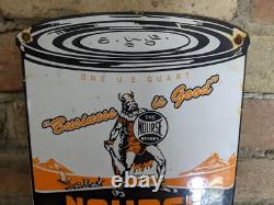 Vintage Nourse Motor Oil Can Porcelain Gas Station Pump Sign 11 X 8