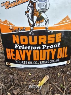 Vintage Nourse Oils Motor Oil Porcelain Gas Station Pump Sign Gasoline