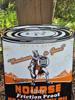 Vintage Nourse Oils Motor Oil Porcelain Gas Station Pump Sign Gasoline