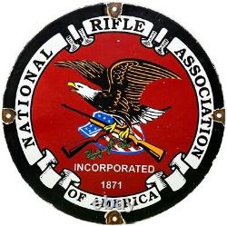 Vintage Nra Porcelain Sign National Rifle Association Gun Ak 47 9mm Glock Sig