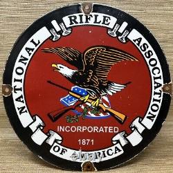 Vintage Nra Porcelain Sign National Rifle Association Gun Ak 47 9mm Glock Sig