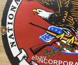 Vintage Nra Porcelain Sign National Rifle Association Gun Ak 47 9mm Glock Sig