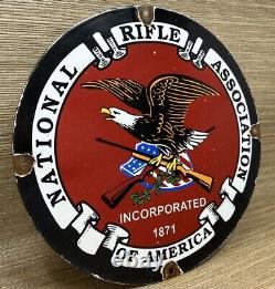 Vintage Nra Porcelain Sign National Rifle Association Gun Ak 47 9mm Glock Sig