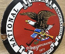 Vintage Nra Porcelain Sign National Rifle Association Gun Ak 47 9mm Glock Sig