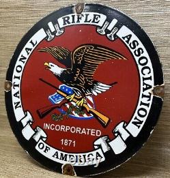 Vintage Nra Porcelain Sign National Rifle Association Gun Ak 47 9mm Glock Sig
