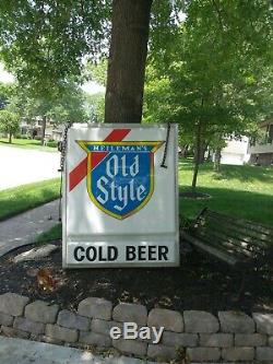 Vintage OLD STYLE BEER lighted outdoor Very Large Sign Hanging fluorescent lite