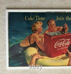 Vintage, ORIGINAL, 1955 Coke Coca-Cola Double-Sided Cardboard Sign, 36 x 20