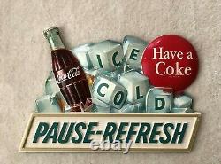 Vintage, ORIGINAL, 1963, Coca-Cola, Coke, Plastic, Embossed Sign, Excellent Cond