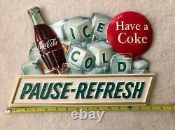 Vintage, ORIGINAL, 1963, Coca-Cola, Coke, Plastic, Embossed Sign, Excellent Cond