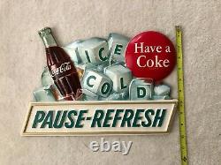 Vintage, ORIGINAL, 1963, Coca-Cola, Coke, Plastic, Embossed Sign, Excellent Cond