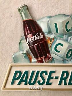 Vintage, ORIGINAL, 1963, Coca-Cola, Coke, Plastic, Embossed Sign, Excellent Cond