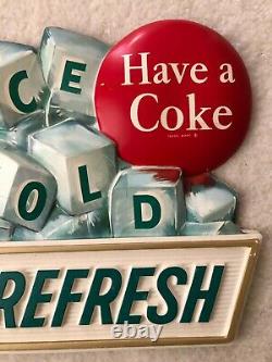 Vintage, ORIGINAL, 1963, Coca-Cola, Coke, Plastic, Embossed Sign, Excellent Cond