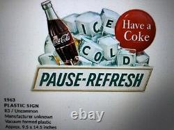 Vintage, ORIGINAL, 1963, Coca-Cola, Coke, Plastic, Embossed Sign, Excellent Cond