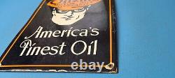Vintage Oilzum Gasoline Porcelain Gas Motor Oil Service Station Pump Plate Sign