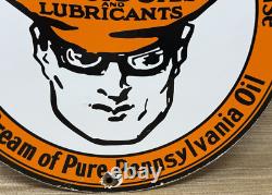 Vintage Oilzum Motor Oil Porcelain Sign Metal White & Bagley USA Gas Station