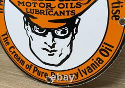 Vintage Oilzum Motor Oil Porcelain Sign Metal White & Bagley USA Gas Station