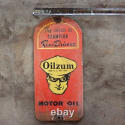 Vintage Oilzum Motor Race Old Us Gasoline Oil Gas Pump Enamel Porcelain Sign
