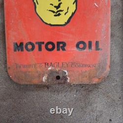Vintage Oilzum Motor Race Old Us Gasoline Oil Gas Pump Enamel Porcelain Sign