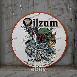 Vintage Oilzum Rat Fink Porcelain Gas Motor Oil Service Station Pump Sign 12'