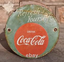 Vintage Old Antique Rare Coca-Cola Adv. Porcelain Enamel Sign Board Collectible