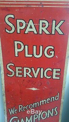 Vintage Old Heavy Tin Champion Spark Plug Sign