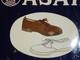 Vintage Old Porcelain Enamel Sign Asahi Shoes Double Side With Flange Japan 1940
