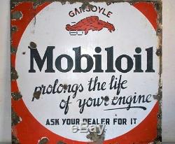 Vintage Old Rare Mobil Oil Motor Oil Gas Station Porcelain Adv Enamel Sign Board