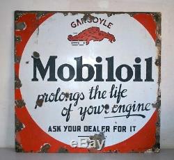 Vintage Old Rare Mobil Oil Motor Oil Gas Station Porcelain Adv Enamel Sign Board