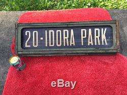 Vintage Old Rare Rotary Bus Destination Sign Idora Park Youngstown Oh Scroll