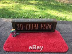 Vintage Old Rare Rotary Bus Destination Sign Idora Park Youngstown Oh Scroll