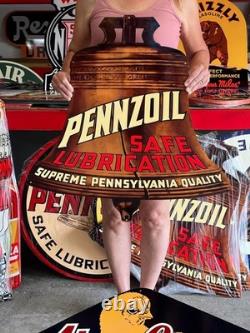 Vintage Old Style Sign Pennzoil Bell Oil NOT Porcelain Made in USA 30x30