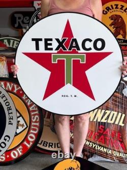 Vintage Old Style Sign Texaco Gas Oil NOT Porcelain Made in USA 30x30