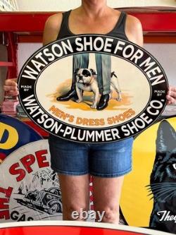 Vintage Old Style Sign Watson Shoes Bulldog NOT Porcelain Made in USA