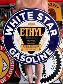 Vintage Old Style Sign White Star Gas NOT Porcelain Made in USA 30x30