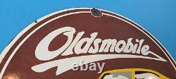 Vintage Oldsmobile Porcelain Gas Auto Sales Service Dealership Pump Plate Sign