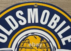 Vintage Oldsmobile Porcelain Sign General Motors Dealership Gas Oil Ford Mopar