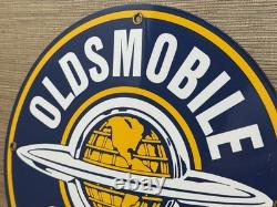 Vintage Oldsmobile Porcelain Sign General Motors Dealership Gas Oil Ford Mopar
