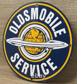 Vintage Oldsmobile Porcelain Sign General Motors Dealership Gas Oil Ford Mopar