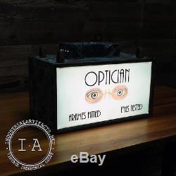 Vintage Optician Lighted Trade Sign Optometrist