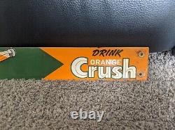 Vintage Orange Crush Porcelain Metal Gas Station Soda Push Bar Sign 24 X 2.5