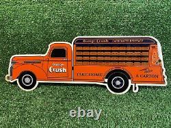 Vintage Orange Crush Porcelain Sign Gas Oil Lube Car Truck Beverage Advertising