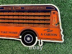 Vintage Orange Crush Porcelain Sign Gas Oil Lube Car Truck Beverage Advertising