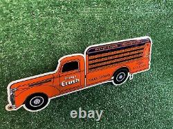 Vintage Orange Crush Porcelain Sign Gas Oil Lube Car Truck Beverage Advertising