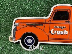 Vintage Orange Crush Porcelain Sign Gas Oil Lube Car Truck Beverage Advertising