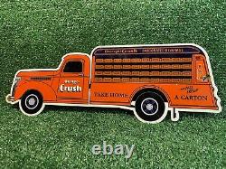 Vintage Orange Crush Porcelain Sign Gas Oil Lube Car Truck Beverage Advertising