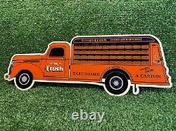 Vintage Orange Crush Porcelain Sign Gas Oil Lube Car Truck Beverage Advertising