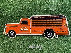 Vintage Orange Crush Porcelain Sign Gas Oil Lube Car Truck Beverage Advertising