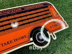 Vintage Orange Crush Porcelain Sign Gas Oil Lube Car Truck Beverage Advertising