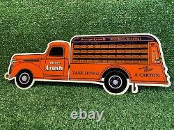 Vintage Orange Crush Porcelain Sign Gas Oil Lube Car Truck Beverage Advertising